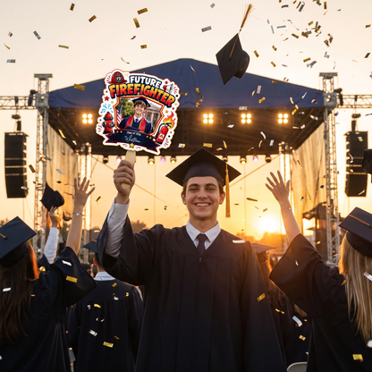 Personalized Future Firefighter Custom Shape Photo Hand Fan, Graduation Fan with Photo & Name