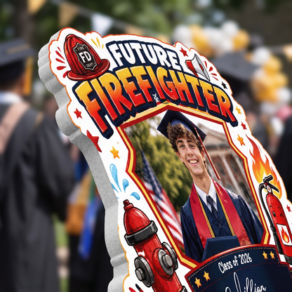 Personalized Future Firefighter Custom Shape Photo Hand Fan, Graduation Fan with Photo & Name