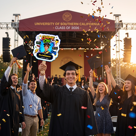 Personalized Game On Custom Shape Photo Hand Fan, Graduation Fan with Photo & Name