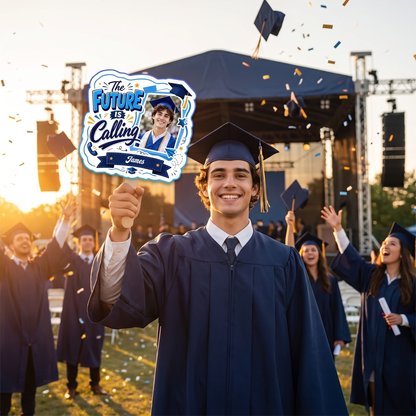 Personalized The Future Is Calling Custom Shape Photo Hand Fan, Graduation Fan with Photo & Name