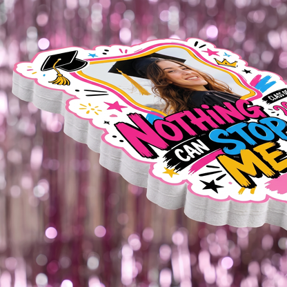 Personalized Nothing Can Stop Me Custom Shape Photo Hand Fan, Graduation Fan with Photo & Name