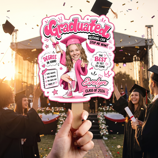 Personalized Nothing Can Stop Me Now Custom Shape Photo Hand Fan, Graduation Fan with Photo & Name