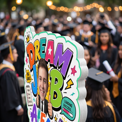 Personalized Dream Job Ahead Custom Shape Photo Hand Fan, Graduation Fan with Photo & Name