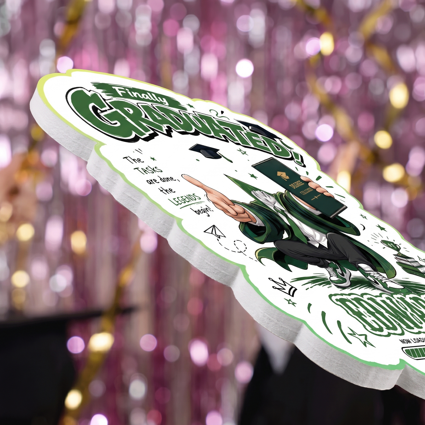 Finally Graduated Custom Shape Photo Hand Fan with Photo, Name Graduation Party Fan