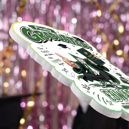 Finally Graduated Custom Shape Photo Hand Fan with Photo, Name Graduation Party Fan