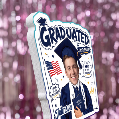 Graduated Cheers to the Future Custom Shape Photo Hand Fan with Photo, Name Graduation Party Fan