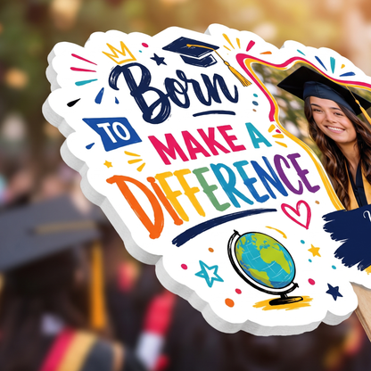 Born to Make a Difference Custom Shape Photo Hand Fan with Photo, Name Graduation Party Fan