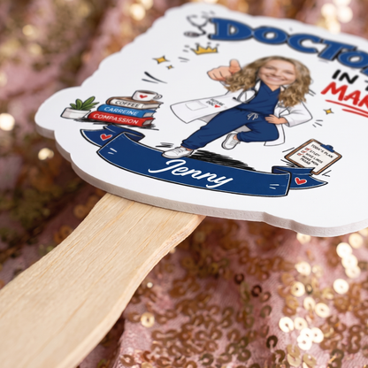 Personalized Doctor in the Making Custom Shape Photo Hand Fan, Graduation Fan with Photo & Name