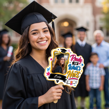 Personalized Ready for What's Next Custom Shape Photo Hand Fan, Graduation Fan with Photo & Name