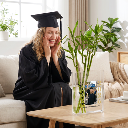 Personalized Graduate Acrylic Book Vase with Custom Photo Graduation Flower Vase