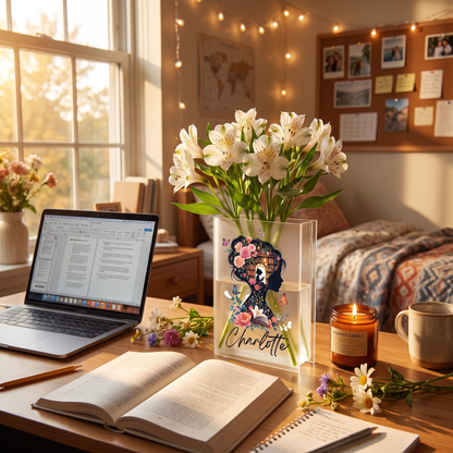 Personalized Book Lover Acrylic Book Vase with Custom Name