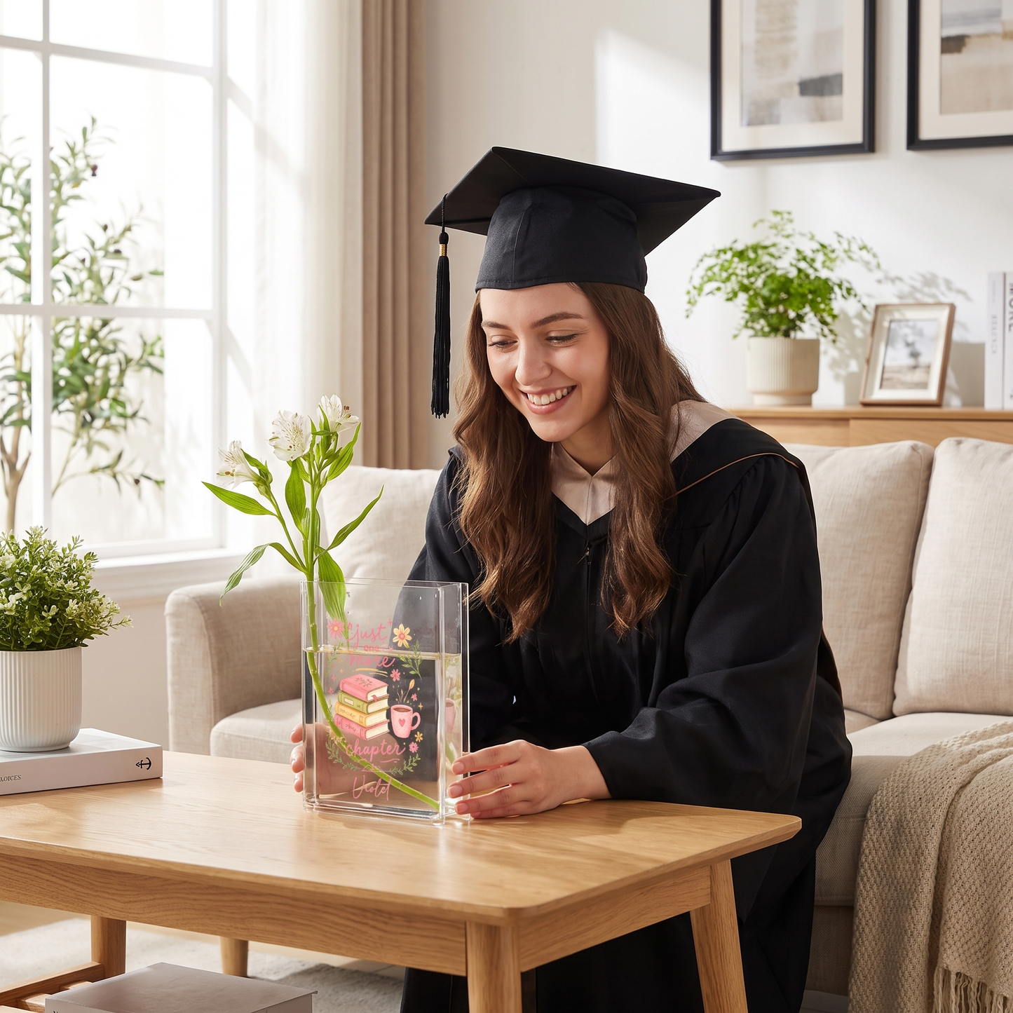 Personalized Just One More Chapter Acrylic Book Vase with Custom Name