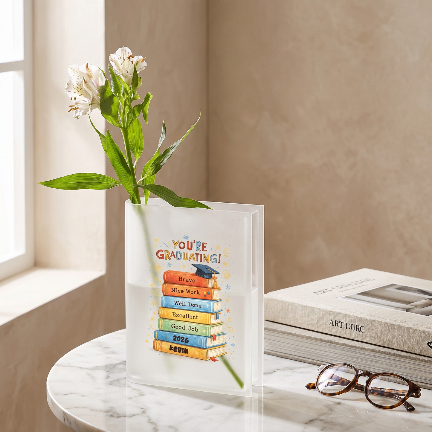 Personalized You're Graduating Acrylic Book Vase with Custom Name