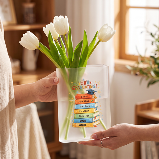 Personalized You're Graduating Acrylic Book Vase with Custom Name