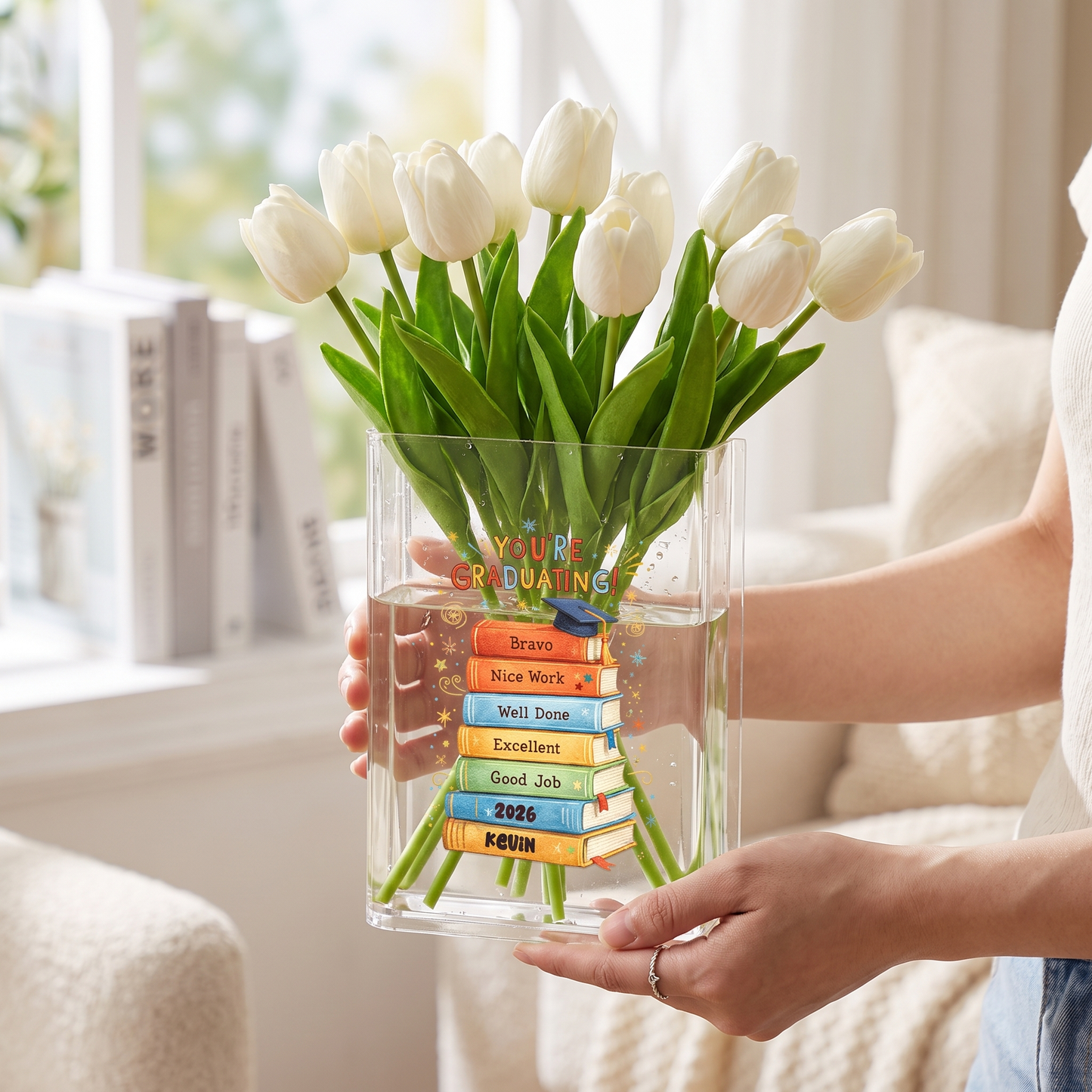 Personalized You're Graduating Acrylic Book Vase with Custom Name