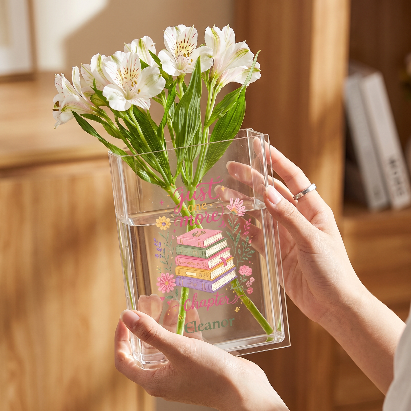 Personalized Just One More Chapter Acrylic Book Vase with Custom Name
