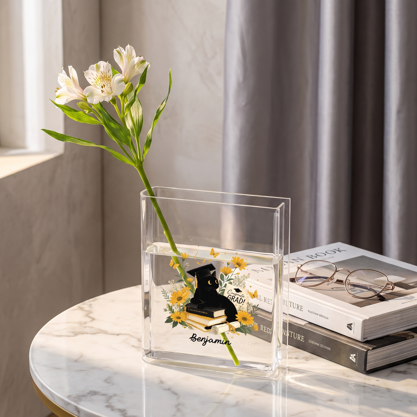 Personalized Congrats Grad Acrylic Book Vase with Custom Name