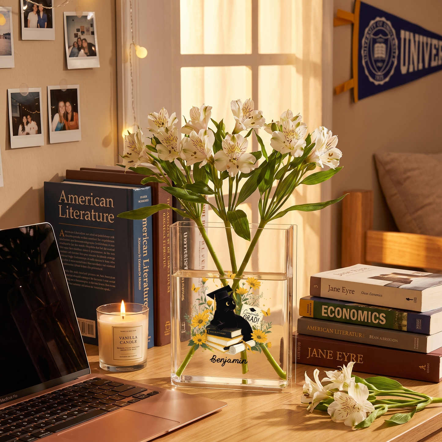 Personalized Congrats Grad Acrylic Book Vase with Custom Name