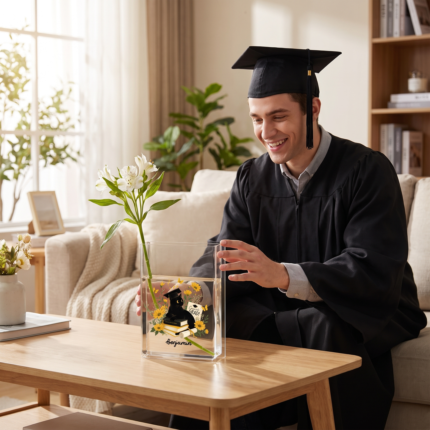 Personalized Congrats Grad Acrylic Book Vase with Custom Name