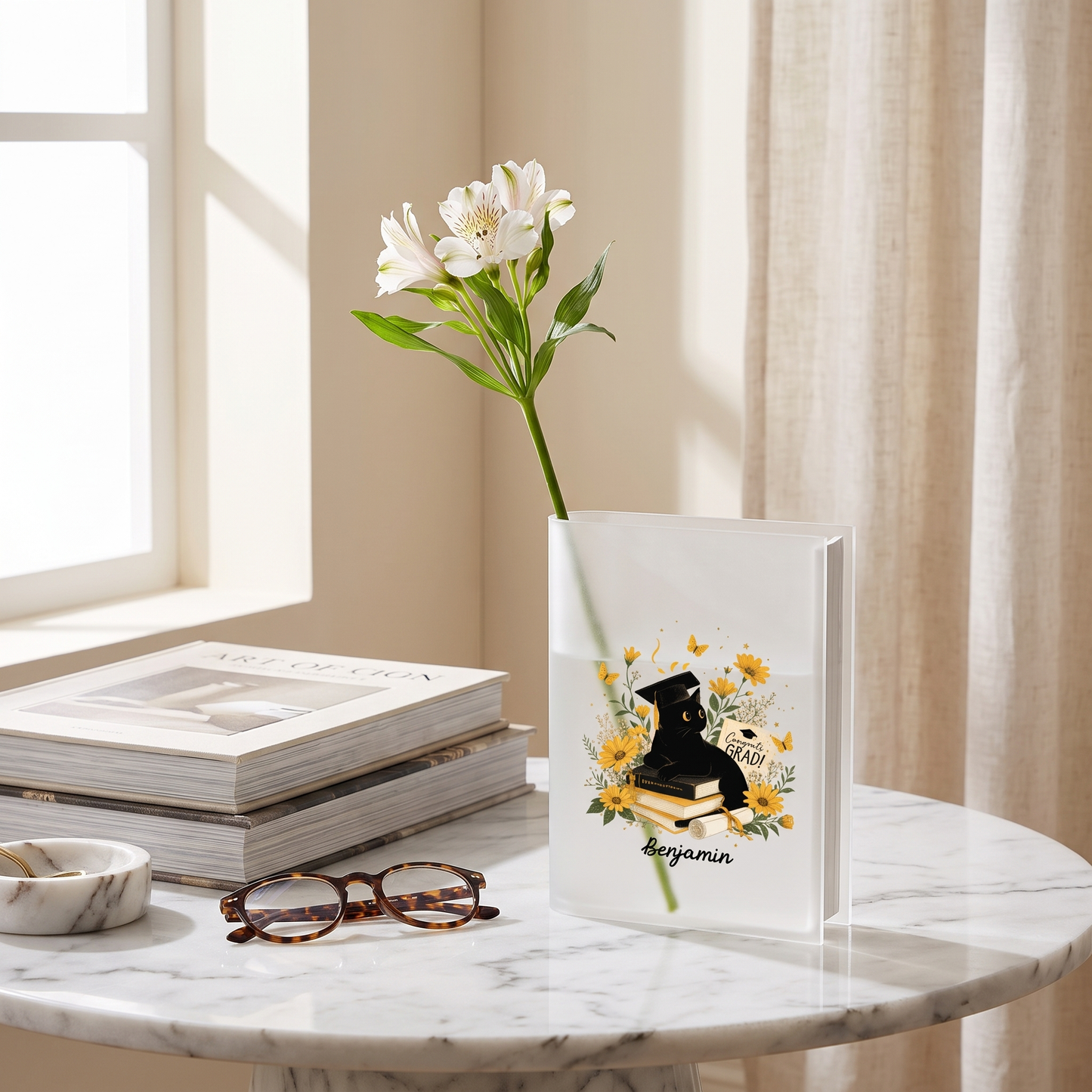 Personalized Congrats Grad Acrylic Book Vase with Custom Name