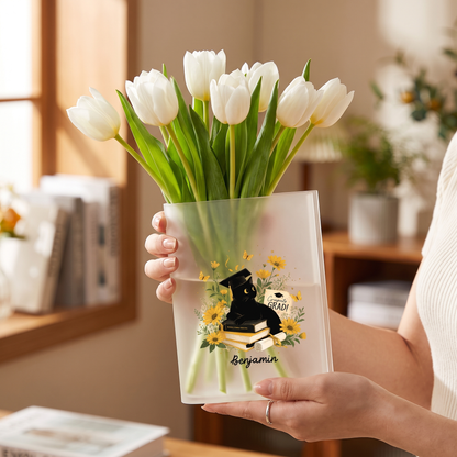 Personalized Congrats Grad Acrylic Book Vase with Custom Name