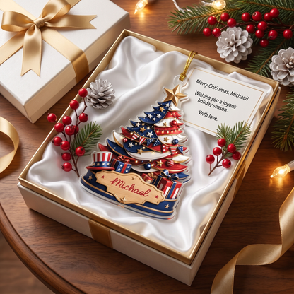 Personalized Christmas Tree Acrylic Christmas Ornament, Custom Name Holiday Gift