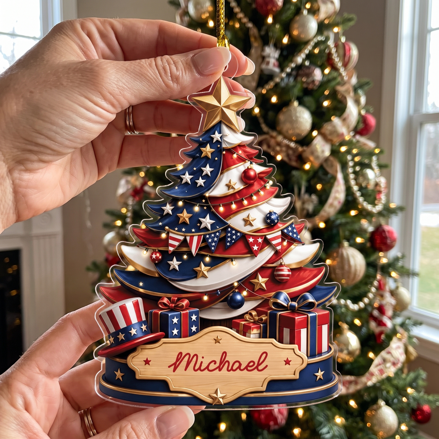 Personalized Christmas Tree Acrylic Christmas Ornament, Custom Name Holiday Gift