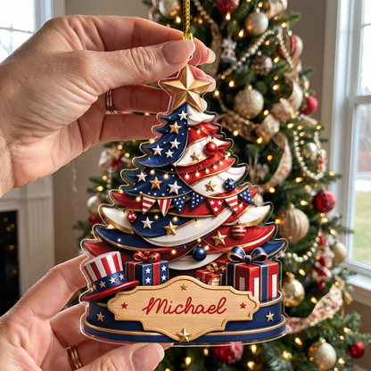 Personalized Christmas Tree Acrylic Christmas Ornament, Custom Name Holiday Gift