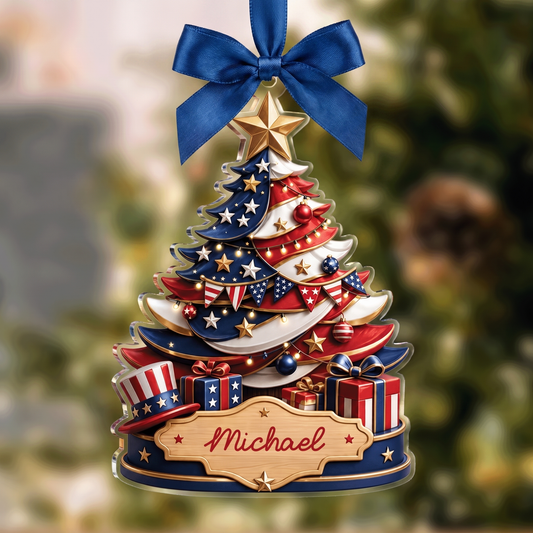Personalized Christmas Tree Acrylic Christmas Ornament, Custom Name Holiday Gift