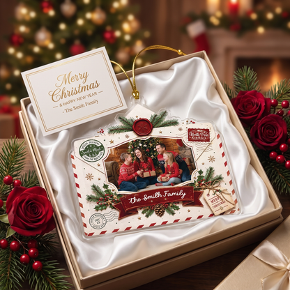 Personalized Christmas Envelope Acrylic Christmas Ornament, Custom Photo Holiday Gift