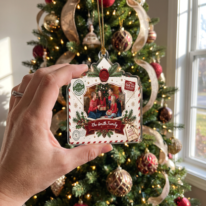 Personalized Christmas Envelope Acrylic Christmas Ornament, Custom Photo Holiday Gift