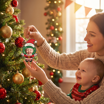 Custom Photo Face Santa Claus Acrylic Ornament - Personalized Christmas Tree Decor Gift