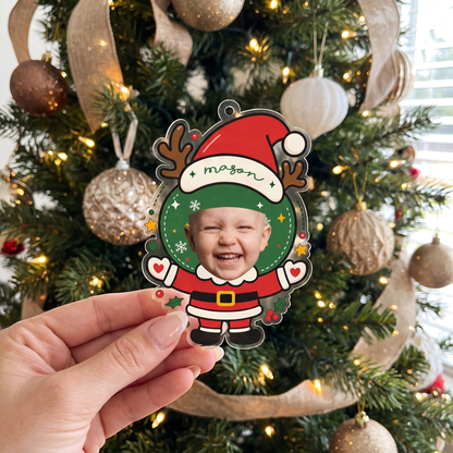 Custom Photo Face Santa Claus Acrylic Ornament - Personalized Christmas Tree Decor Gift