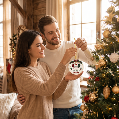 Personalized Our First Christmas Married Ceramic Ornament, Custom Name Wedding Christmas Gift