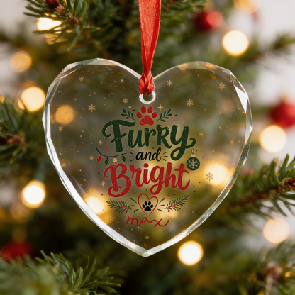 Personalized Furry and Bright Pet Glass Ornament, Custom Name Christmas Gift for Pet Lovers