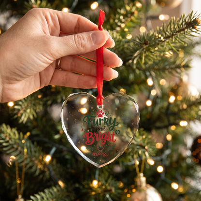 Personalized Furry and Bright Pet Glass Ornament, Custom Name Christmas Gift for Pet Lovers