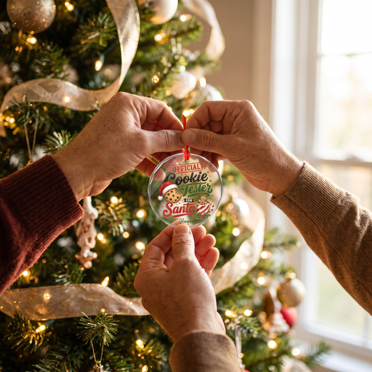 Personalized Official Cookie Tester for Santa Glass Ornament with Custom Name