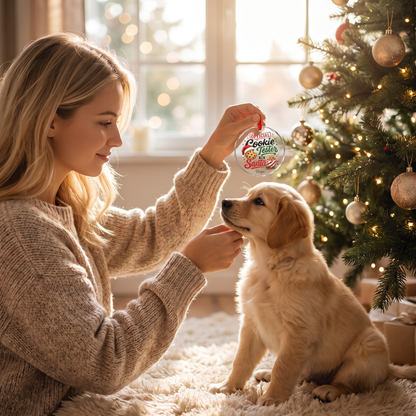 Personalized Official Cookie Tester for Santa Glass Ornament with Custom Name