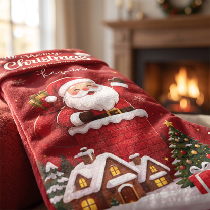 Personalized Merry Christmas Santa Claus Christmas Stocking with Custom Name