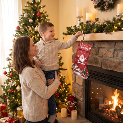 Personalized Merry Christmas Santa Claus Christmas Stocking with Custom Name