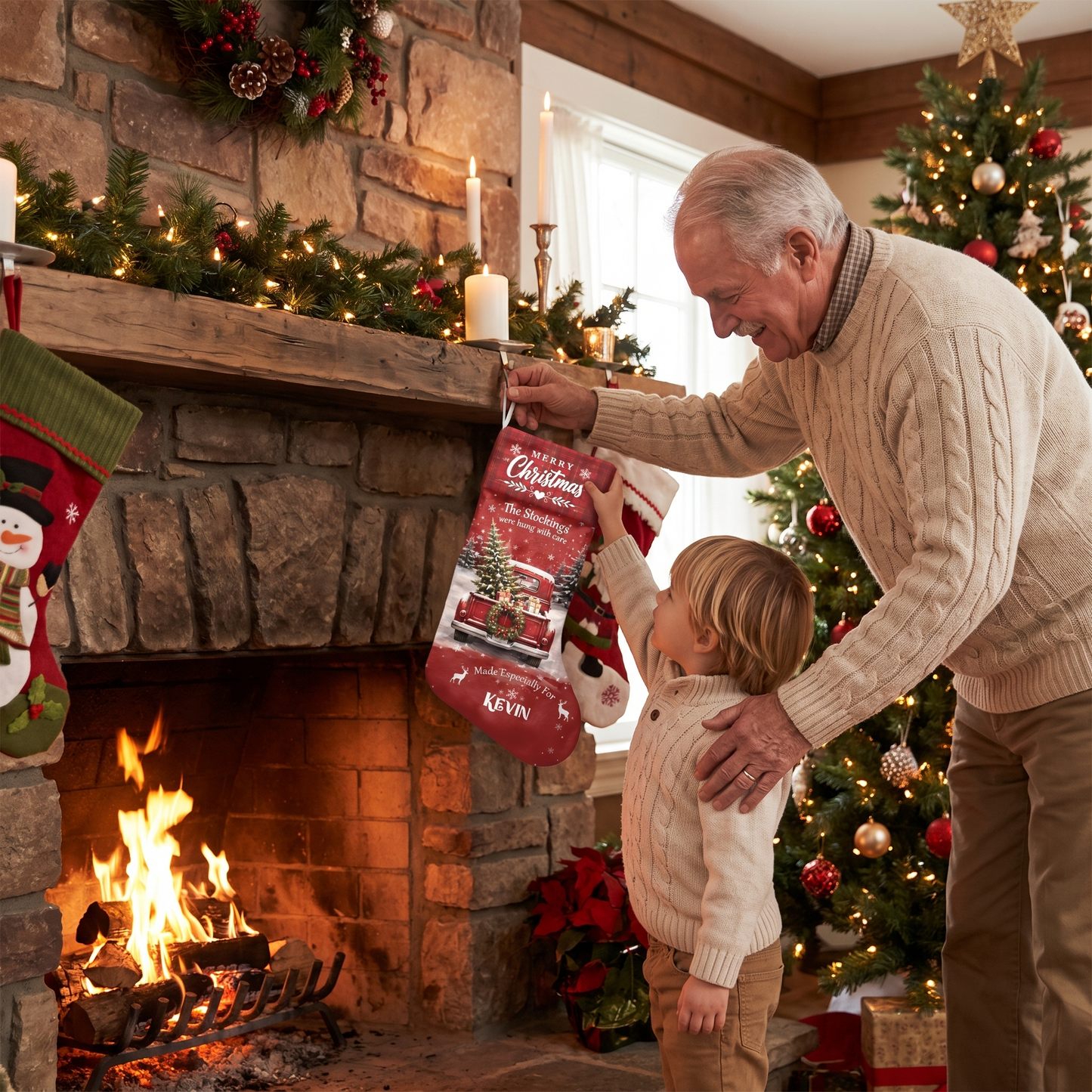 Personalized The Stockings Were Hung with Care Christmas Stocking with Custom Name