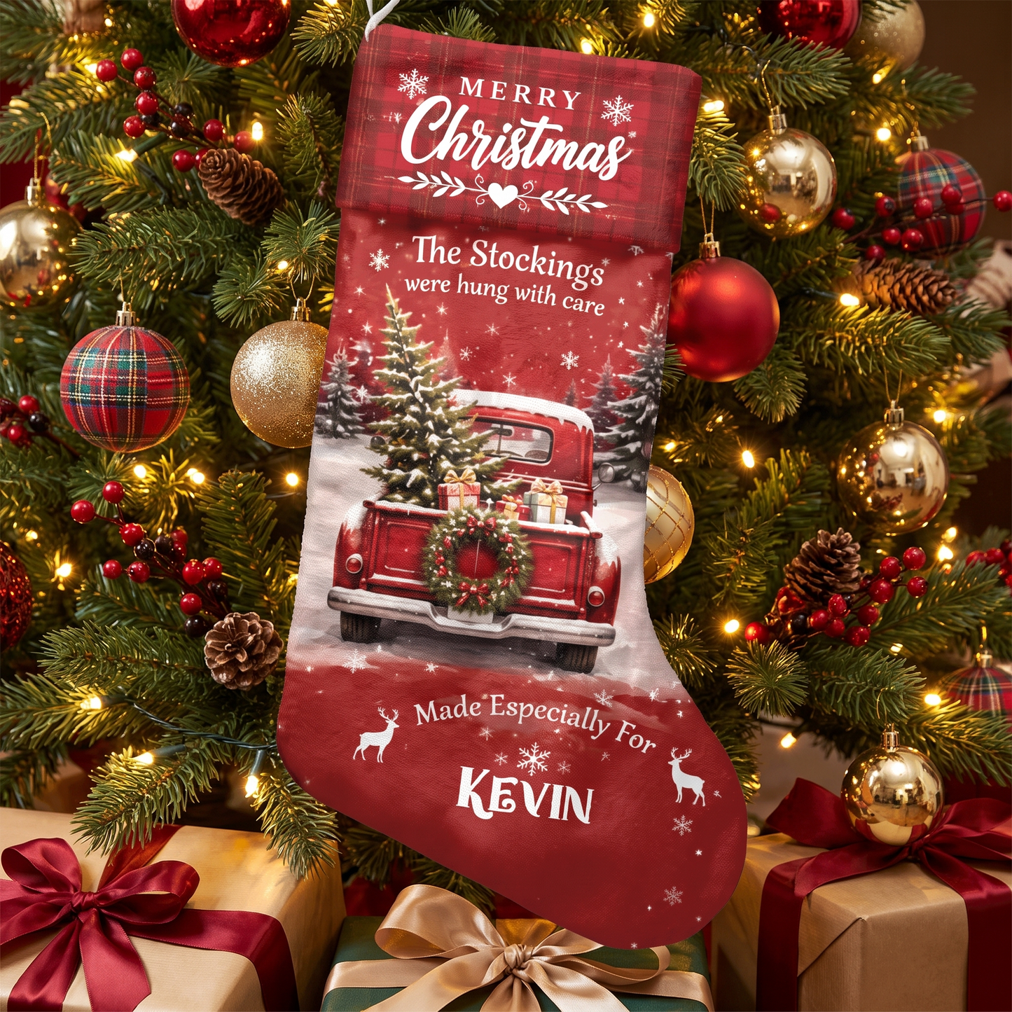 Personalized The Stockings Were Hung with Care Christmas Stocking with Custom Name