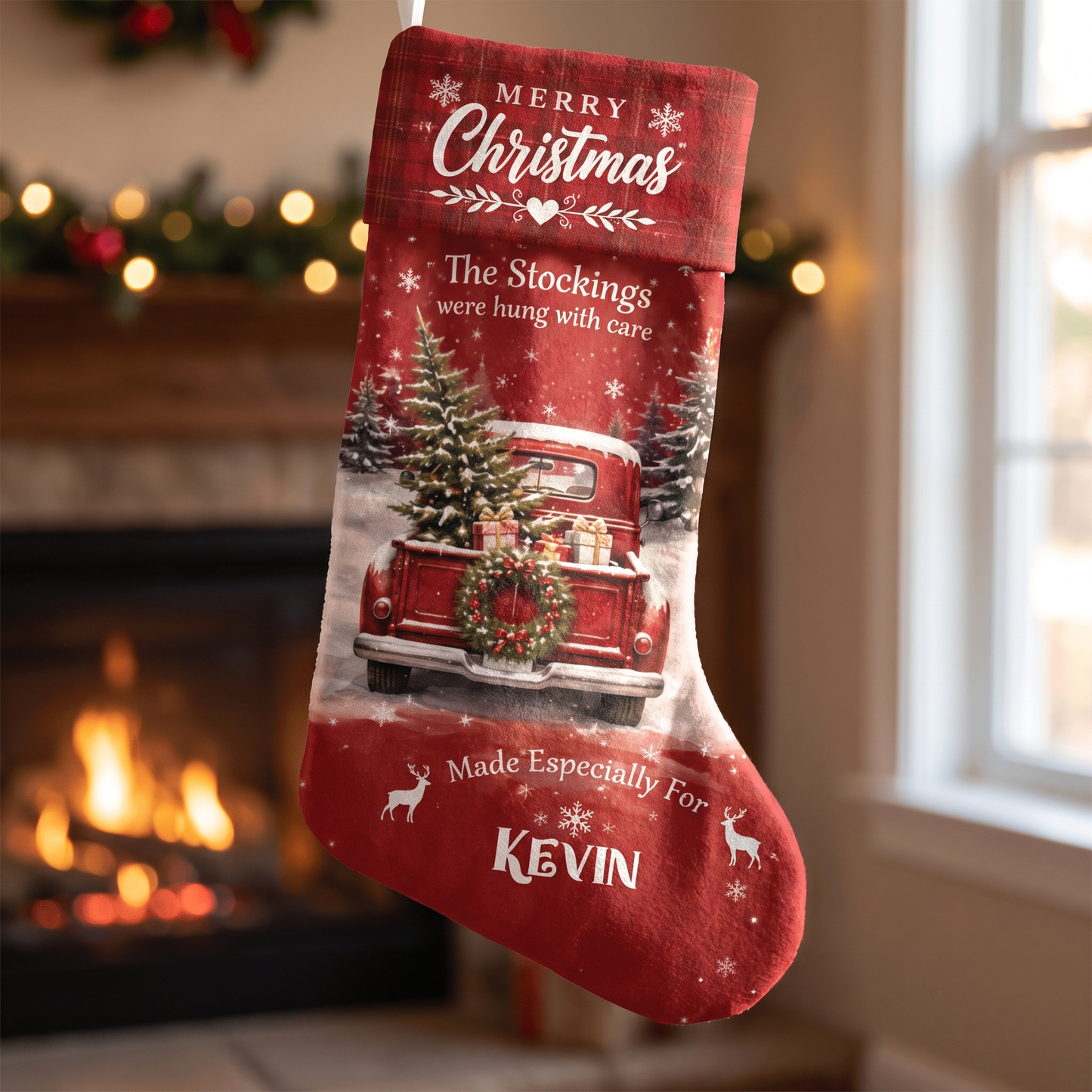 Personalized The Stockings Were Hung with Care Christmas Stocking with Custom Name