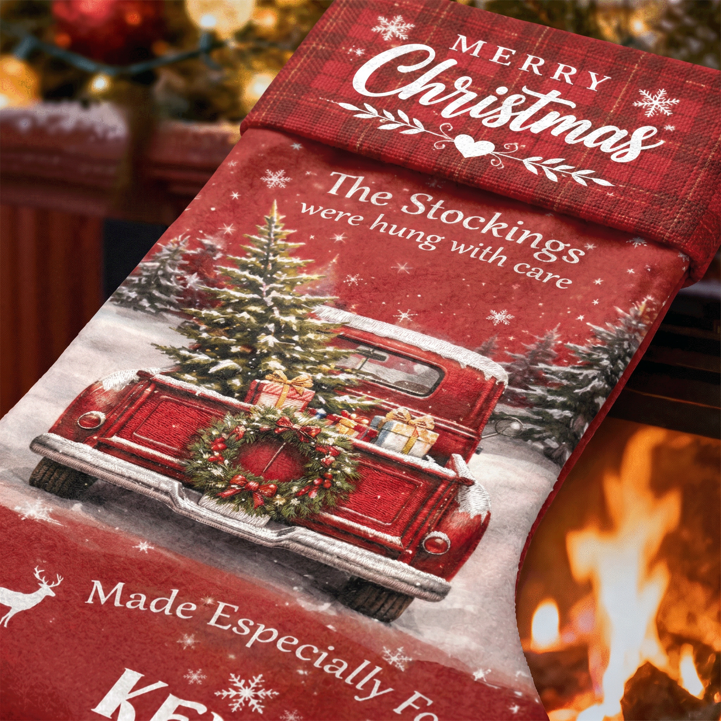 Personalized The Stockings Were Hung with Care Christmas Stocking with Custom Name