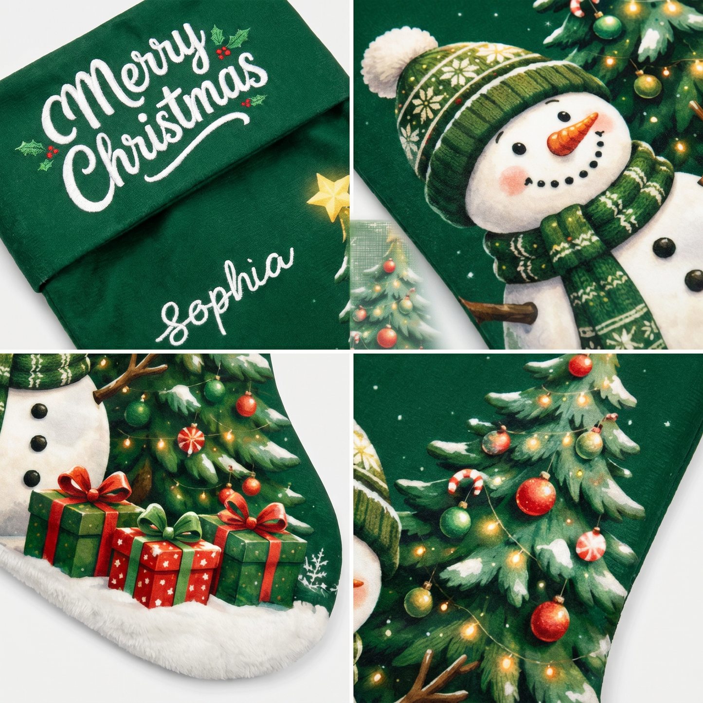 Personalized Merry Christmas Snowman Christmas Stocking with Custom Name