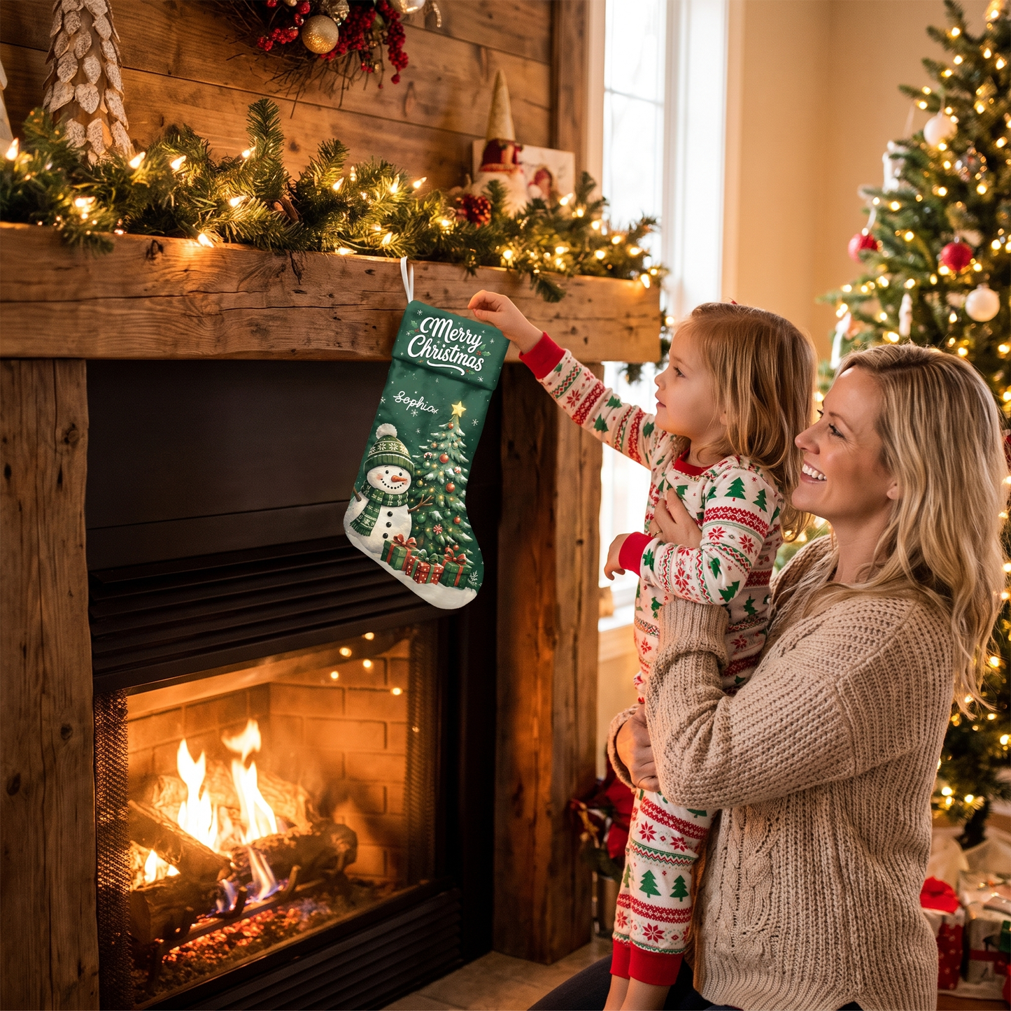 Personalized Merry Christmas Snowman Christmas Stocking with Custom Name
