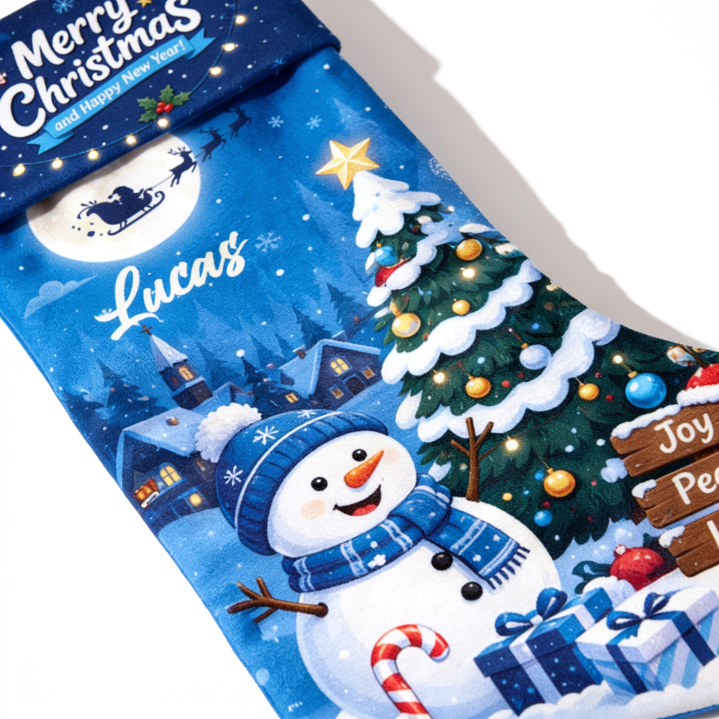 Personalized Snowman & Christmas Tree Christmas Stocking with Custom Name
