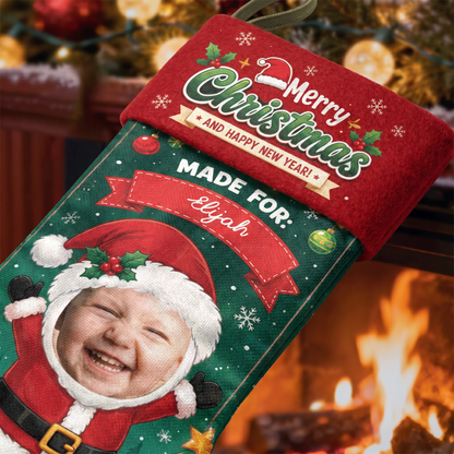 Personalized Christmas Made for Memories Christmas Stocking with Custom Photo