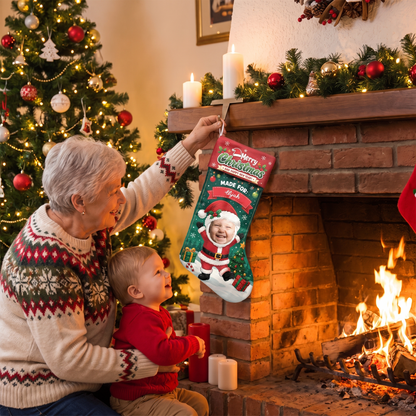 Personalized Christmas Made for Memories Christmas Stocking with Custom Photo