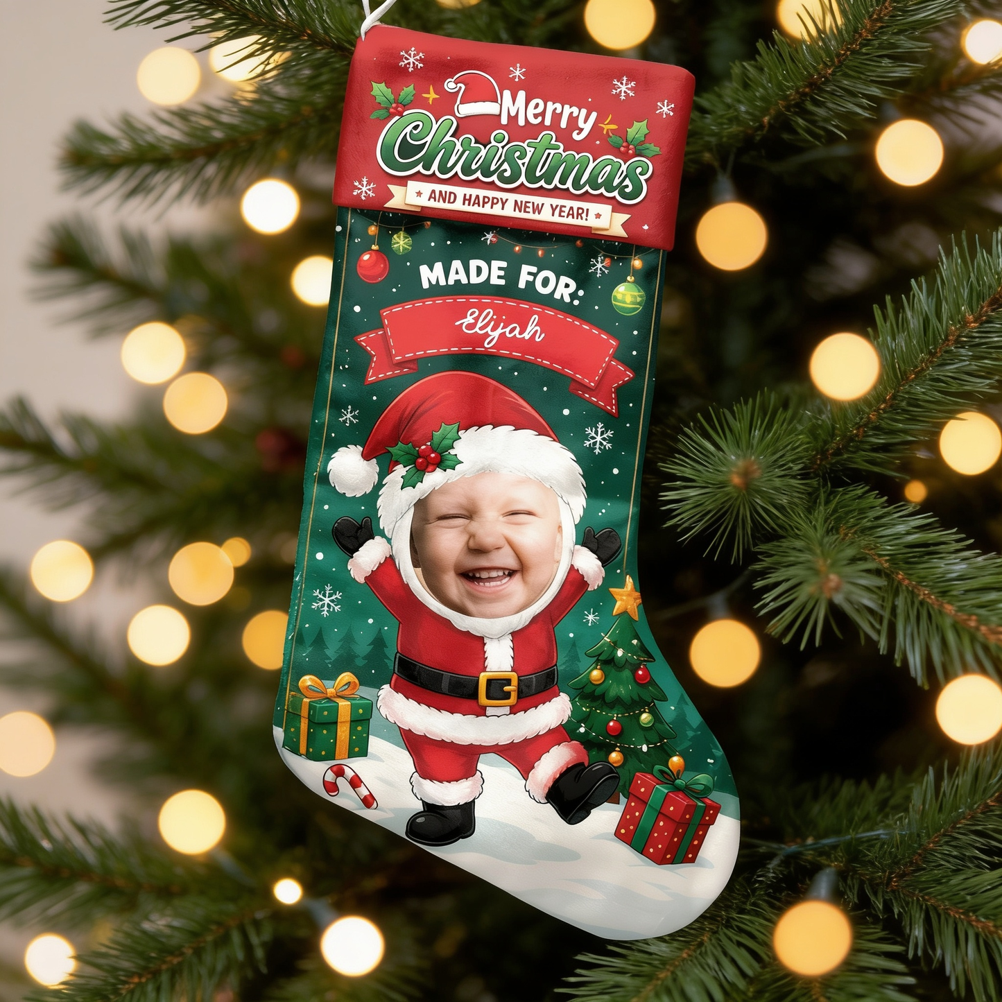 Personalized Christmas Made for Memories Christmas Stocking with Custom Photo